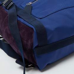 Pre Owned Valentino Navy Blue/Purple Nylon and Suede VLTN Backpack