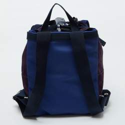 Pre Owned Valentino Navy Blue/Purple Nylon and Suede VLTN Backpack