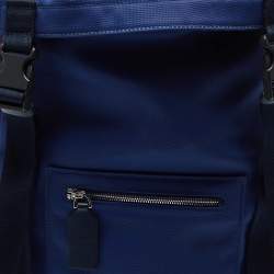 Pre Owned Valentino Navy Blue/Purple Nylon and Suede VLTN Backpack