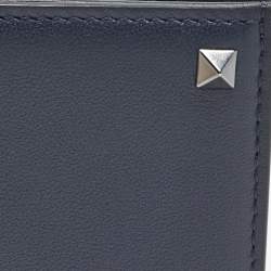 Valentino Navy Blue Leather Rockstud Bifold Wallet
