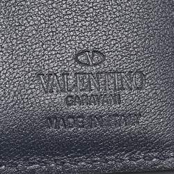 Valentino Navy Blue Leather Rockstud Bifold Wallet