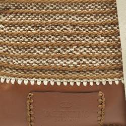 Pre Owned Valentino Identity Woven Brown/Tan Leather and Rope Tote