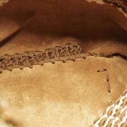 Pre Owned Valentino Identity Woven Brown/Tan Leather and Rope Tote