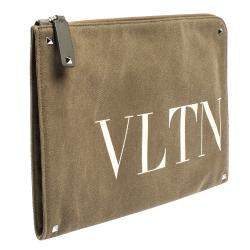 Valentino Green Canvas VLTN Document Case