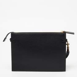 Pre Owned Valentino Garavani Black Leather Pouch