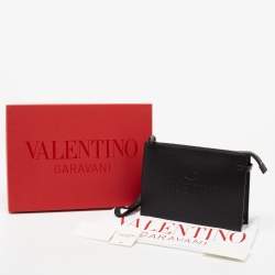 Pre Owned Valentino Garavani Black Leather Pouch