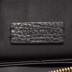 Pre Owned Valentino Garavani Black Leather Pouch