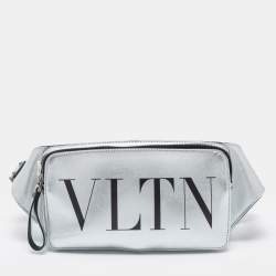 Valentino Silver Leather VLTN Belt Bag