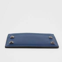 Pre Owned Valentino Blue Leather Rockstud Card Holder
