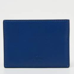 Pre Owned Valentino Blue Leather Rockstud Card Holder