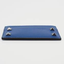 Pre Owned Valentino Blue Leather Rockstud Card Holder
