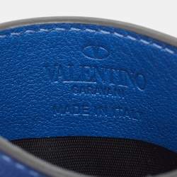 Pre Owned Valentino Blue Leather Rockstud Card Holder