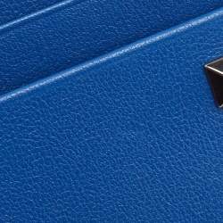 Pre Owned Valentino Blue Leather Rockstud Card Holder