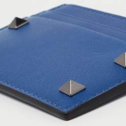 Pre Owned Valentino Blue Leather Rockstud Card Holder