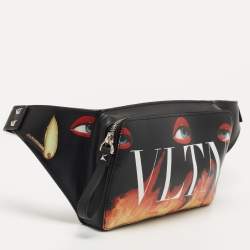 Valentino Black Printed Leather Emilio Villalba x VLTN Belt Bag