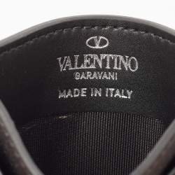Pre Owned Valentino Black Leather VLTN Logo Card Holder