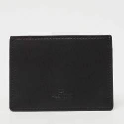 Pre Owned Valentino Black Leather VLTN Logo Card Holder
