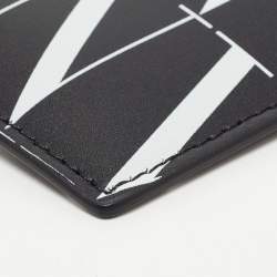 Valentino Black/White Leather VLTN Times Zip Card Holder 