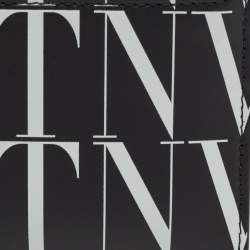Valentino Black/White Leather VLTN Times Zip Card Holder 