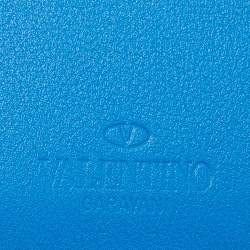 Pre Owned Valentino Blue Leather VLOGO Card Case