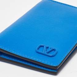 Pre Owned Valentino Blue Leather VLOGO Card Case