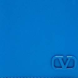 Pre Owned Valentino Blue Leather VLOGO Card Case