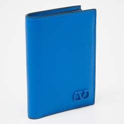 Pre Owned Valentino Blue Leather VLOGO Card Case