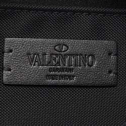 Pre Owned Valentino Black Nylon VLTN Front Pocket Messenger Bag 