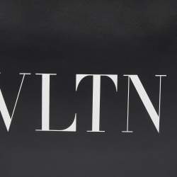 Pre Owned Valentino Black/White Leather VLNT Zip Pouch