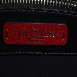 Pre Owned Valentino Black/White Leather VLNT Zip Pouch