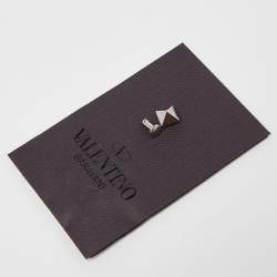 Pre Owned Valentino Black/White Leather VLNT Zip Pouch