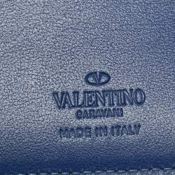 Pre Owned Valentino Navy Blue Leather Rockstud Bifold Wallet