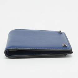 Pre Owned Valentino Navy Blue Leather Rockstud Bifold Wallet
