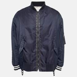 Valentino Navy Blue Rockstud Untitled Navy Blue Bomber Jacket L