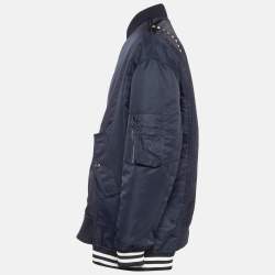 Valentino Navy Blue Rockstud Untitled Navy Blue Bomber Jacket L