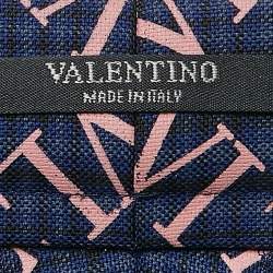 Pre Owned Valentino Navy Blue Logo Print Wool Bermuda Shorts M