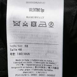 Pre Owned Valentino Navy Blue Logo Print Wool Bermuda Shorts M