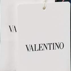 Pre Owned Valentino Navy Blue Logo Print Wool Bermuda Shorts M