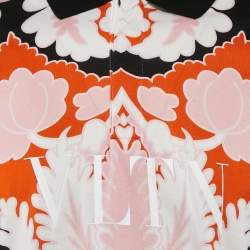 Valentino Black/Pink Floral Print Jersey Polo T-Shirt L