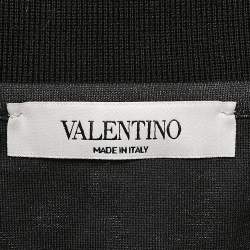 Valentino Black/Pink Floral Print Jersey Polo T-Shirt L