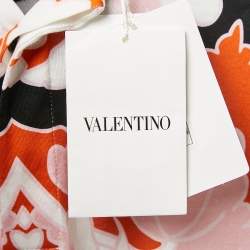 Valentino Black/Pink Floral Print Jersey Polo T-Shirt L