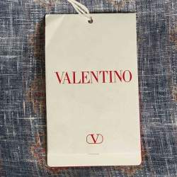 Valentino Blue Print Linen Buttoned Half Sleeve Shirt L