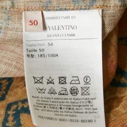 Valentino Beige Print Linen Buttoned Half Sleeve Shirt L