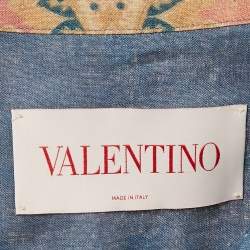 Valentino Beige Print Linen Buttoned Half Sleeve Shirt L