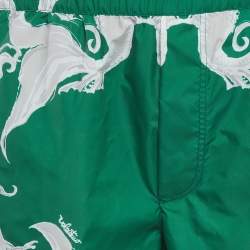 Pre Owned Valentino Green Garavani Metamorphos Siren Print Nylon Swim Shorts M