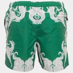 Pre Owned Valentino Green Garavani Metamorphos Siren Print Nylon Swim Shorts M