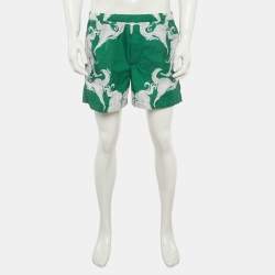 Pre Owned Valentino Green Garavani Metamorphos Siren Print Nylon Swim Shorts M