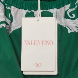 Pre Owned Valentino Green Garavani Metamorphos Siren Print Nylon Swim Shorts M