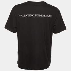 مملوكة مسبقًا Valentino X Undercover Black V Face UFO Print Cotton Crew Neck T-Shirt L