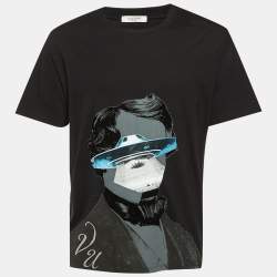 مملوكة مسبقًا Valentino X Undercover Black V Face UFO Print Cotton Crew Neck T-Shirt L